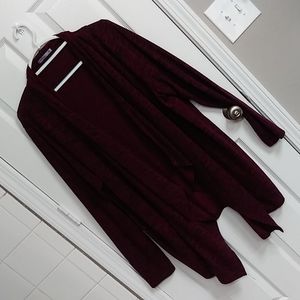 ***SOLD***  Women's size 3X Femme burgundy & black heather cardigan sweater